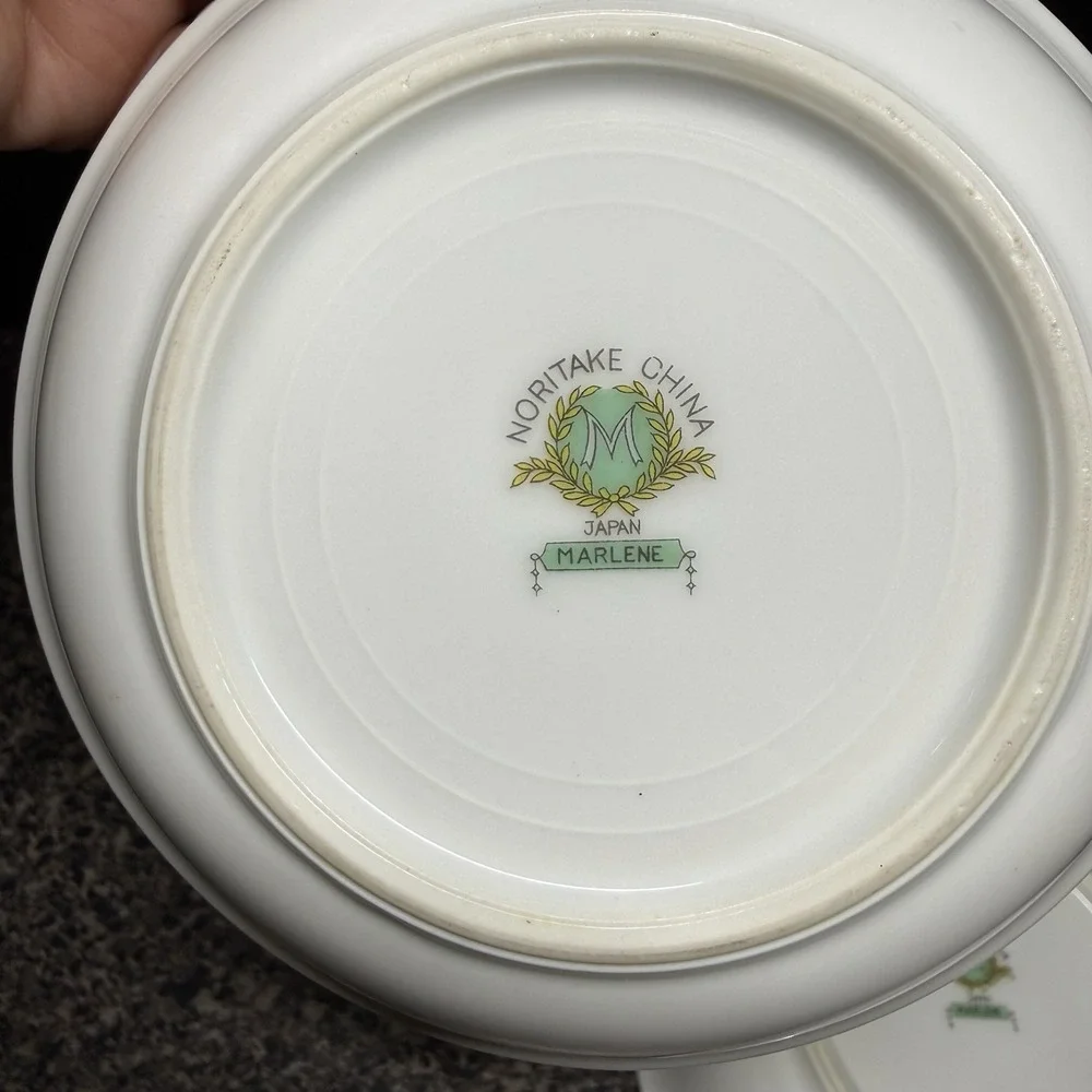 1930s Noritake Marlene Green Fruit Bowls Set of 2 Floral Gold  Vintage